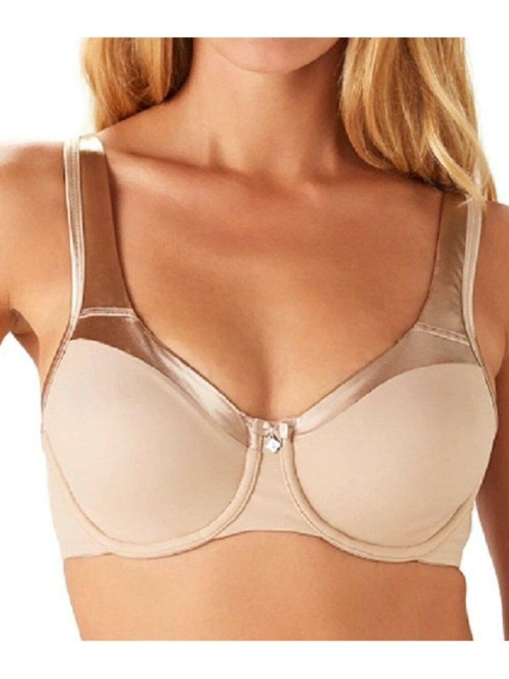 Breezies Full Coverage Satin Trim Tuxedo Underwire Bra 34DD